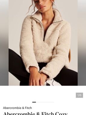 Abercrombie & Fitch Plush Sherpa Half-Zip Jacket - Cream